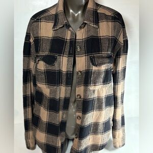 Hollister Black and Tan Plaid Utility Jacket